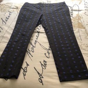 Black with Royal Blue Square pattern above ankle pants